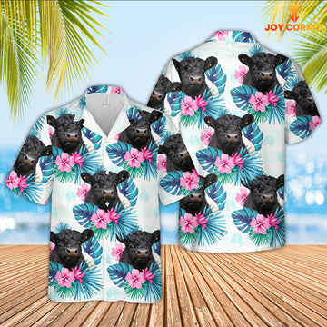 Uni Belted Galloway Foot Sign Pattern 3D Hawaiian Shirt