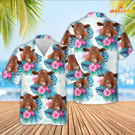 Uni Red Angus Foot Sign Pattern 3D Hawaiian Shirt