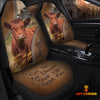 Uni Red Angus Customized Name Leather Pattern Car Seat Covers (2Pcs)