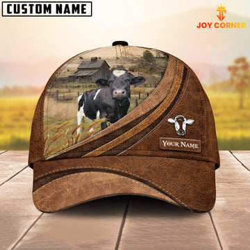 Uni Custom Name Holstein Leather Pattern Classic Cap