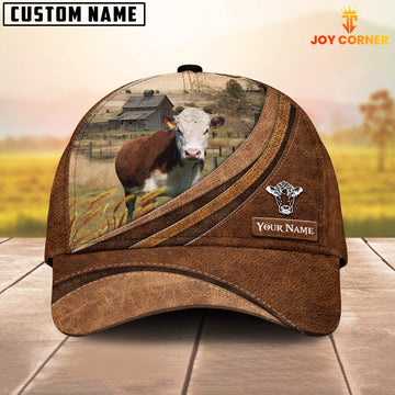 Uni Custom Name Hereford Leather Pattern Classic Cap