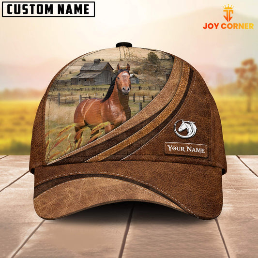 Uni Custom Name Horse Leather Pattern Classic Cap