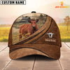 Uni Custom Name Red Angus Leather Pattern Classic Cap