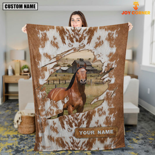 Uni Custom Name Horse Cow Hair Pattern Blanket