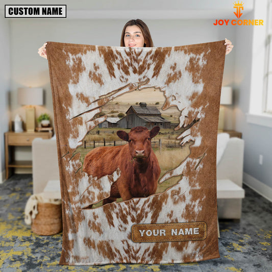 Uni Custom Name Red Angus Cow Hair Pattern Blanket