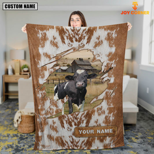 Uni Custom Name Holstein Cow Hair Pattern Blanket