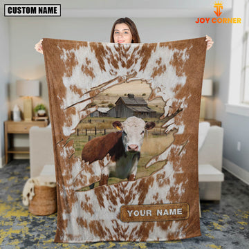 Uni Custom Name Hereford Cow Hair Pattern Blanket