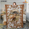 Uni Custom Name Texas Longhorn Cow Hair Pattern Blanket