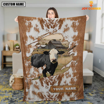 Uni Custom Name Black Baldy Cow Hair Pattern Blanket