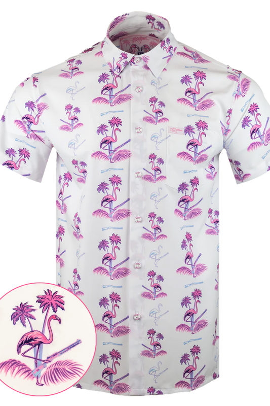 UniJames Comfort Da Flamingo V3 (White) Button Down For Men