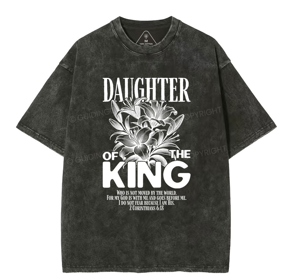 Daughter Of The King Flower Christian Washed T-Shirt Sale - GuidingCross