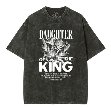 Daughter Of The King Flower Christian Washed T-Shirt Sale - GuidingCross