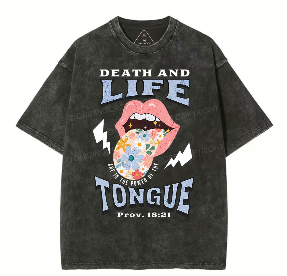 Death And Life Tongue Christian Washed T-Shirt Sale - GuidingCross