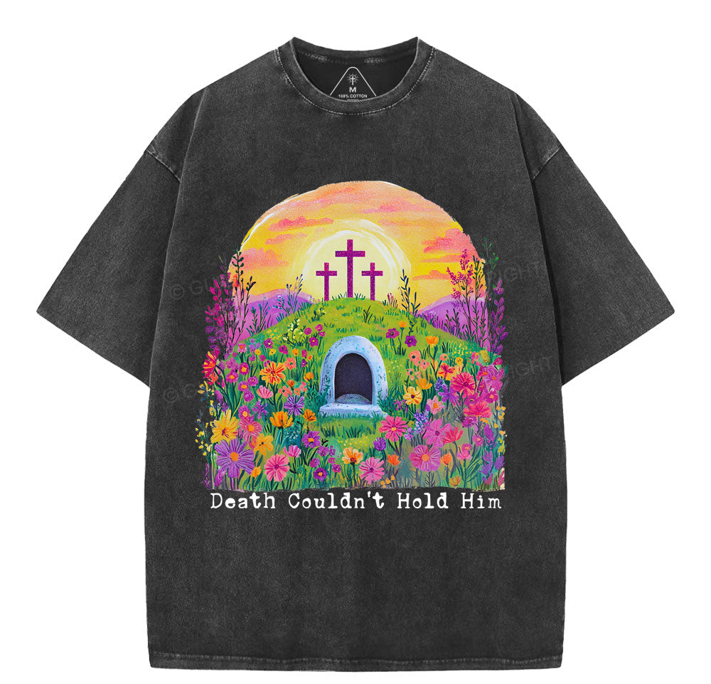 Death Couldn't Hold Him Christian Washed T-Shirt Sale - GuidingCross