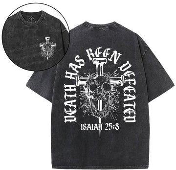 Death Has Been Defeated Christian Washed T-Shirt Sale - GuidingCross