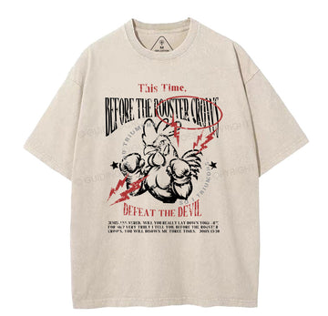 Defeat The Devil Christian Washed TShirt  