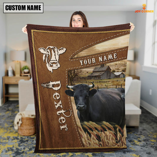 Uni Personalized Name Dexter Farm Leather Brown Blanket