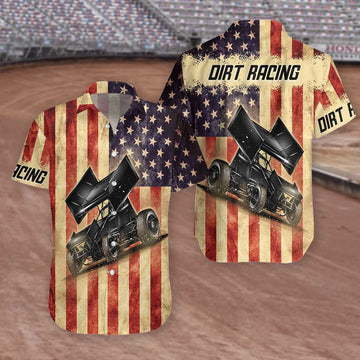 UniJames Dirt Racing Flag USA Hawaiian Shirt