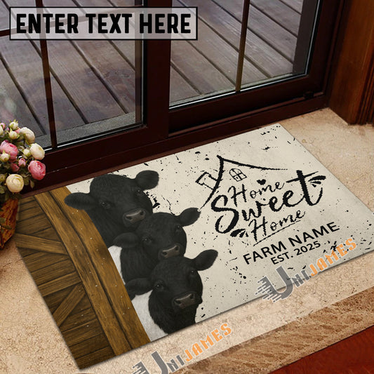 Uni Personalized Three Cows Home Sweet Home Doormat (10 Cattle Breeds)