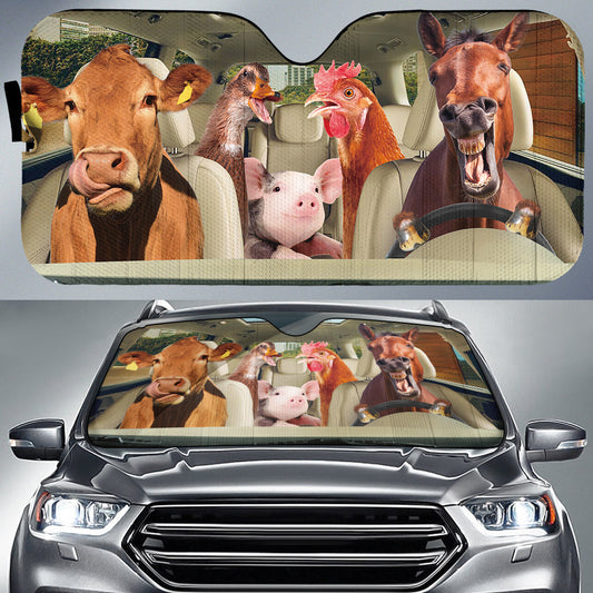 Uni Driving Farm Animals All Over Printed 3D Sun Shade