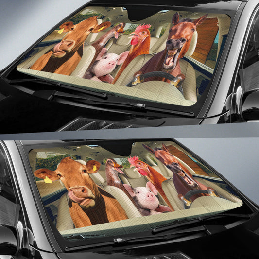 Uni Driving Farm Animals All Over Printed 3D Sun Shade