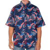UniJames Men's Eagle Fireworks Button Down Short Sleeve Shirt