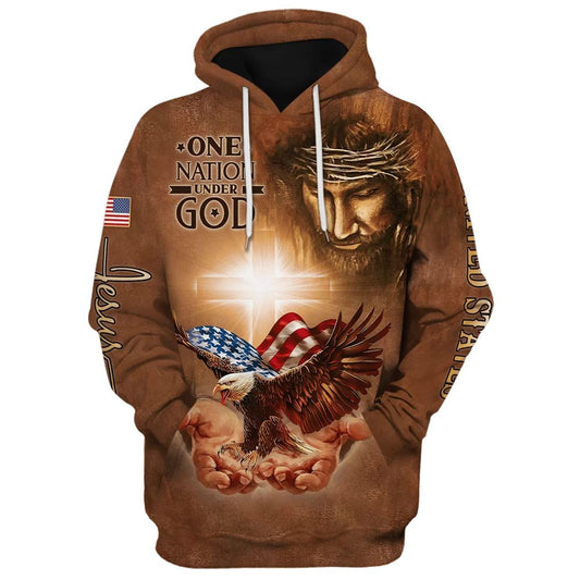 Uni Eagle American And Jesus One Nation Under God Hoodie