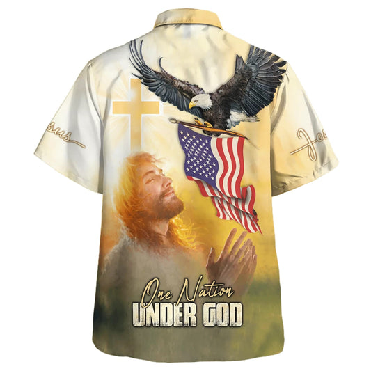 UniJames Eagle Jesus America One Nation Under God Hawaiian Shirt - Christian Hawaiian Shirt - Religious Hawaiian Shirts
