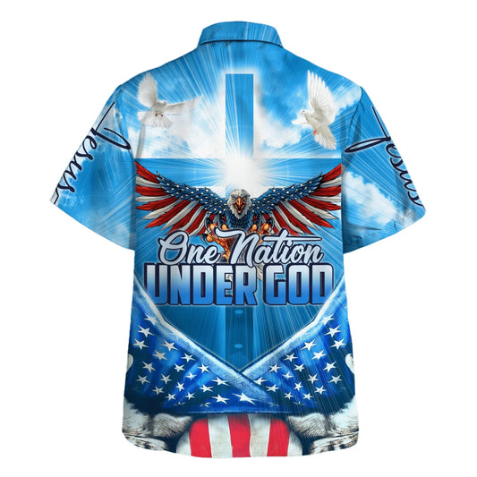 UniJames Eagle One Nation Under God American Hawaiian Shirt - Christian Hawaiian Shirt - Best Hawaiian Shirts