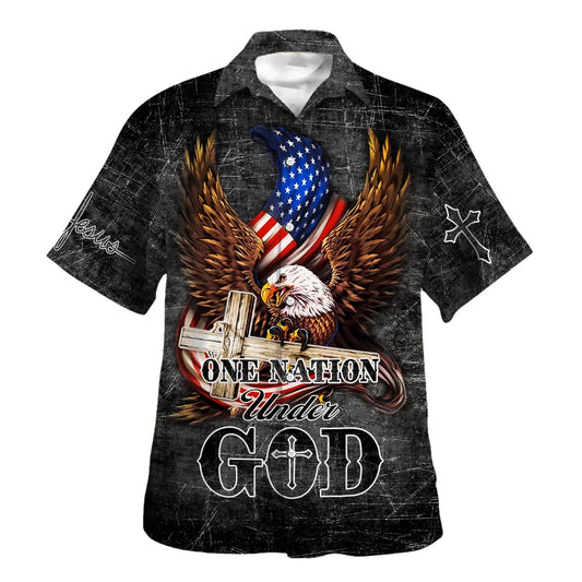 UniJames Eagle One Nation Under God Hawaiian Shirts For Men And Women - Christian Hawaiian Shirt - Hawaiian Summer Shirts