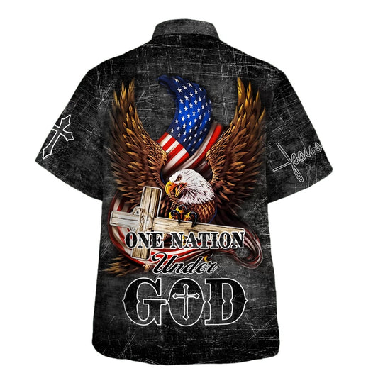 UniJames Eagle One Nation Under God Hawaiian Shirts For Men And Women - Christian Hawaiian Shirt - Hawaiian Summer Shirts