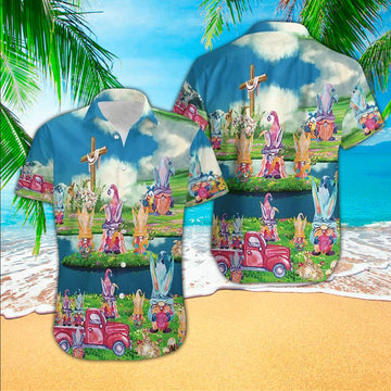 UniJames Easter Bunny Cross Hawaiian Shirt - Easter Hawaiian Shirts For Men & Women