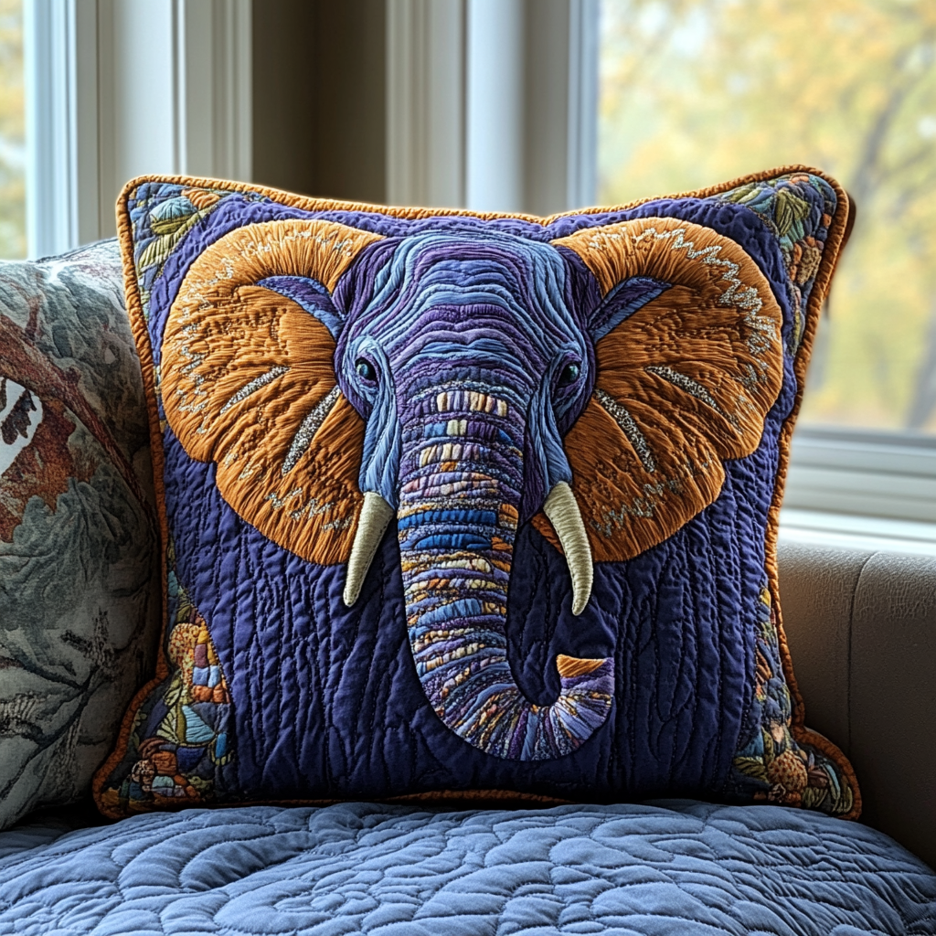 Elephant Tranquility Quilted Pillow Case NCU0DV6145
