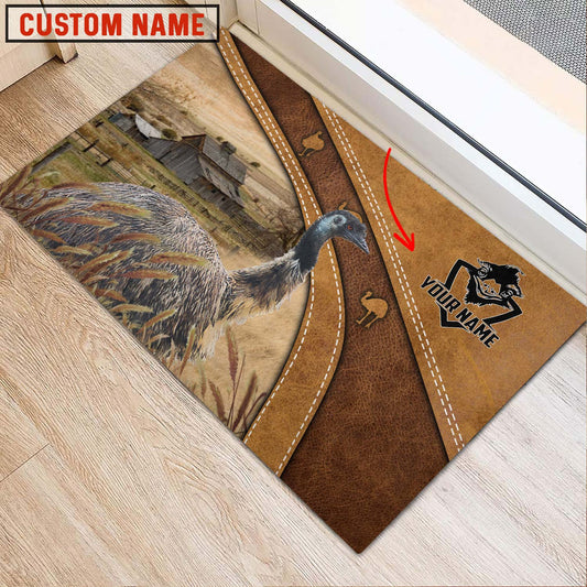 Uni Emu Personalized - Welcome Brown Doormat