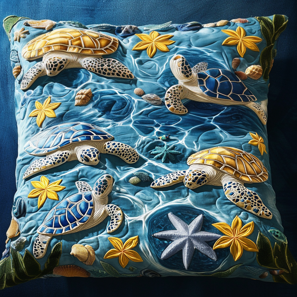 Enchanted Turtle Garden Quilted Pillow Case NCU0NT7270