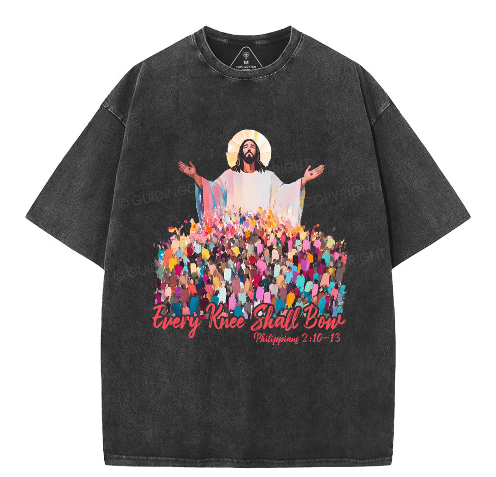 Every Knee Shall Bones Christian Washed TShirt  