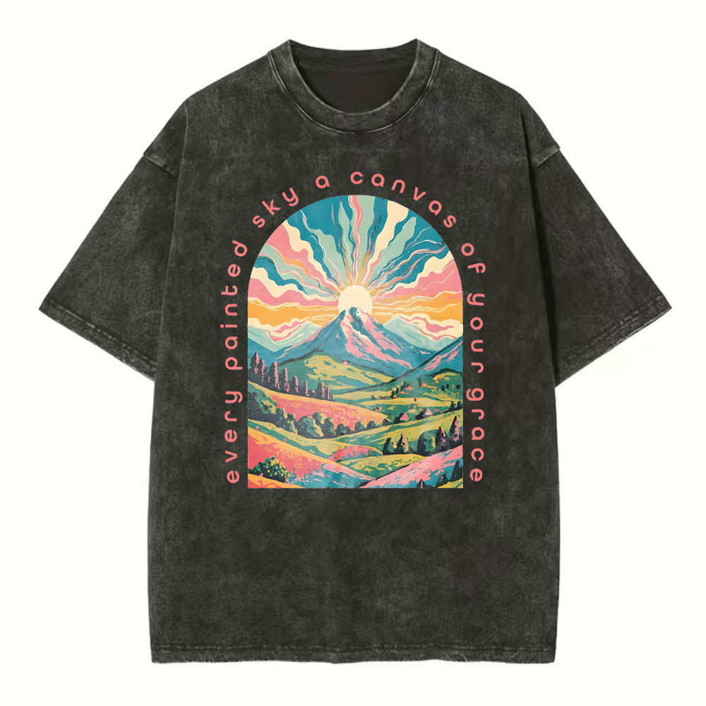 Every Painted Sky A Canvas Of Your Grace Christian Washed T-Shirt Sale - GuidingCross