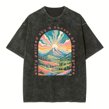 Every Painted Sky A Canvas Of Your Grace Christian Washed T-Shirt Sale - GuidingCross