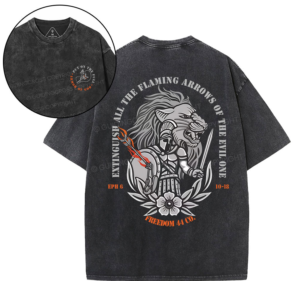 Extingguish All The Flaming Arrows Of The Evil One  Christian Washed T-Shirt Sale - GuidingCross