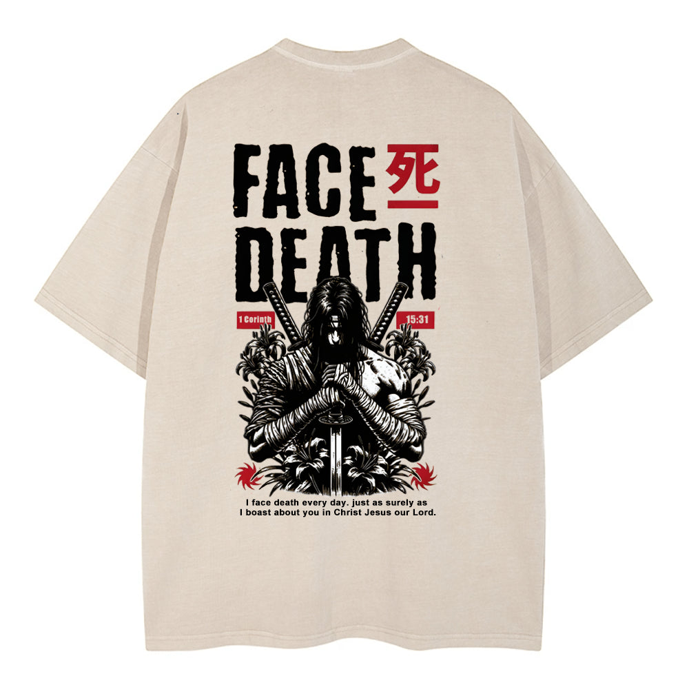 Face Death Christian Washed T-Shirt Sale - GuidingCross
