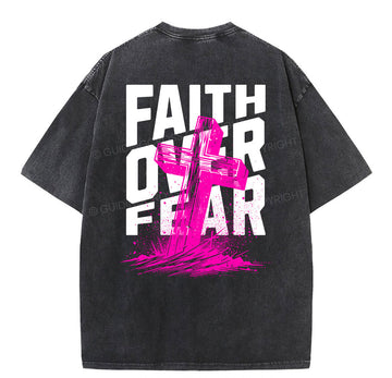 Faith Over Fear Christian Washed TShirt  