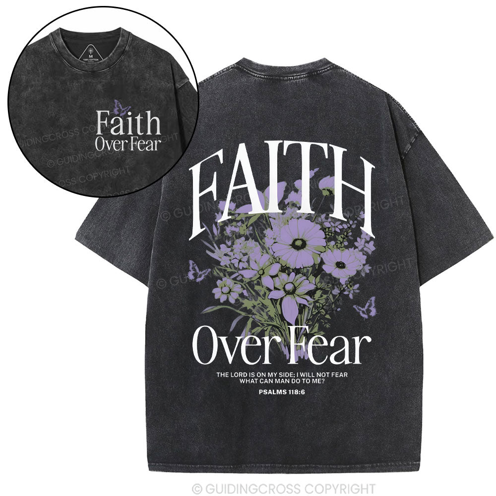 Faith Over Fear Christian Washed T-Shirt Sale - GuidingCross