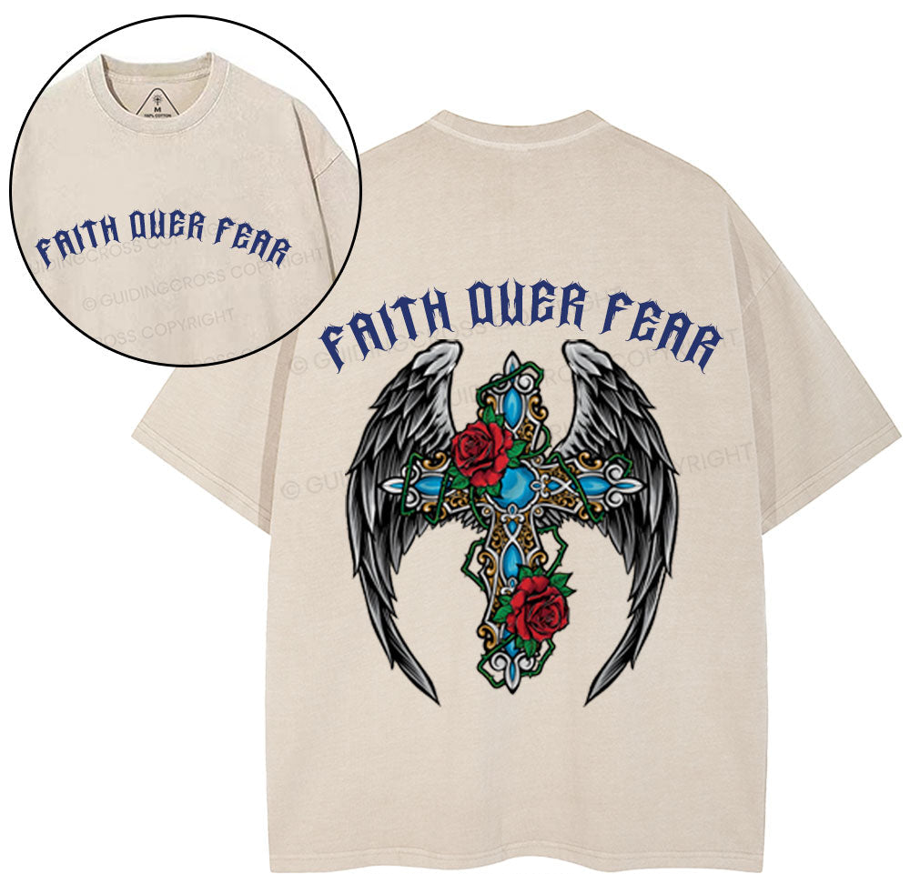 Faith Over Fear Christian Washed TShirt  
