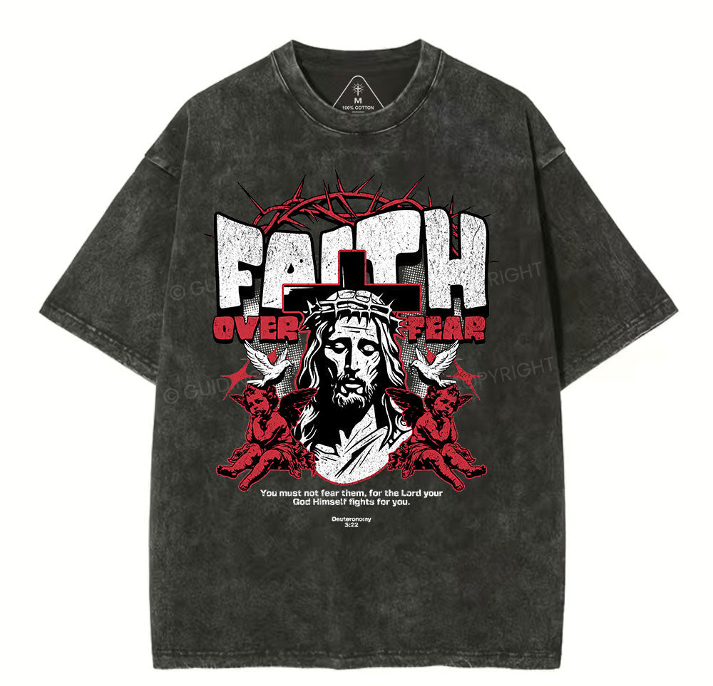 Faith Over Fear Christian Washed TShrit  