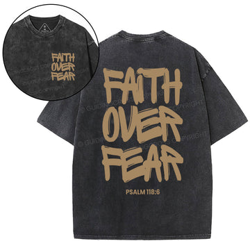 Faith Over Fear Chrsitian Washed T-Shirt Sale - GuidingCross