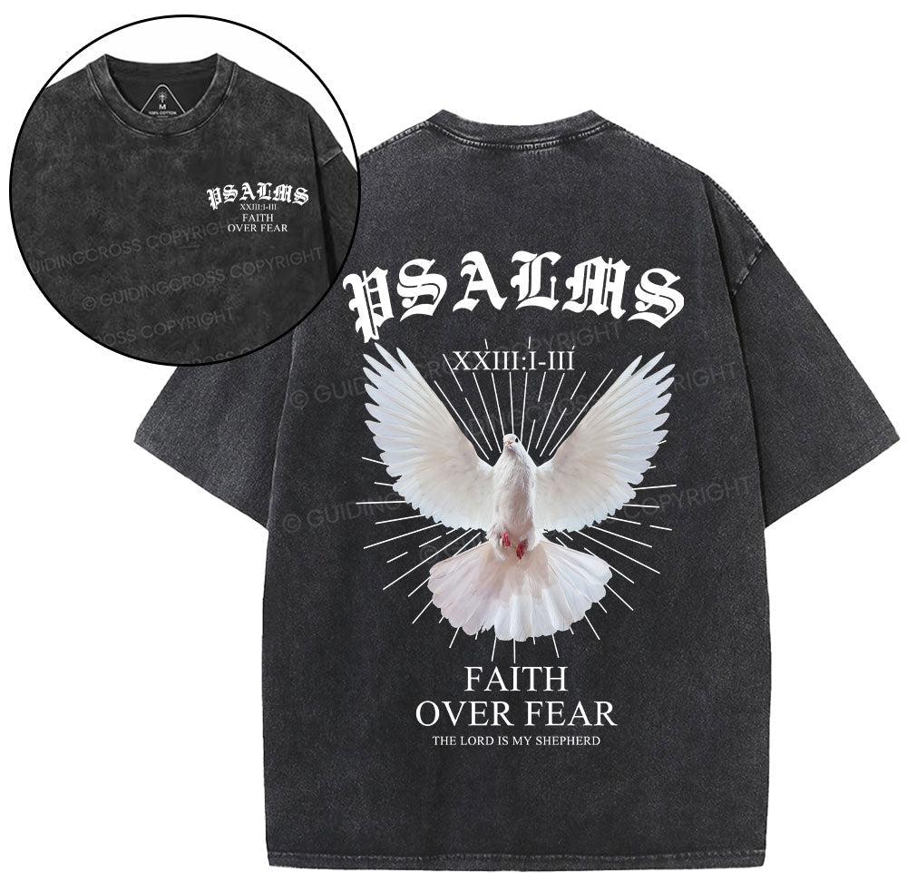 Faith Over Fear Dove Christian Washed T-Shirt Sale - GuidingCross