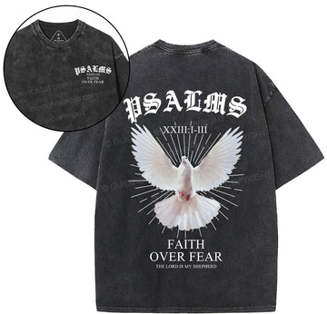 Faith Over Fear Dove Christian Washed T-Shirt Sale - GuidingCross
