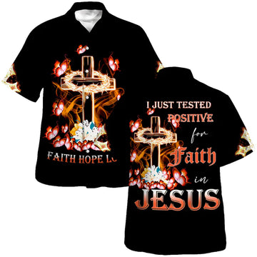 UniJames Faith Hope Love Cross Crown Of Thorns Hawaiian Shirt - Christian Hawaiian Shirt - Religious Hawaiian Shirts