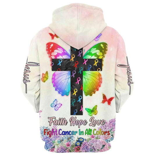 Uni Faith Hope Love Fight Cancer In All Colors Hoodie For Men & Women, God 3D Printed Hoodie, Christian Apparel Hoodies