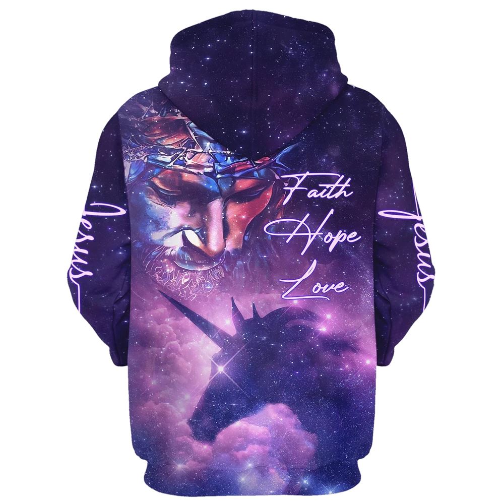 Uni Faith Hope Love Jesus Purple Horse 3D Hoodies Jesus Hoodie Men & Women, God 3D Printed Hoodie, Christian Apparel Hoodies